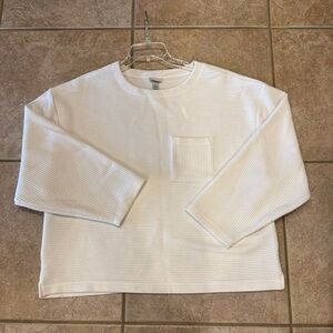 a new day White Ribbed Sweatshirt